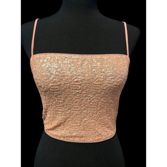 Susana Monaco Sequin Sparkle Crop Top, Taylor Swift Era Style, PINK, Adjustable - Picture 1 of 11